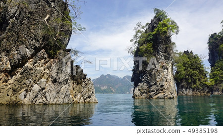 tropical landscape on chiao lan lake in khao sok tropical landscape on chiao lan lake in khao sok 49385198