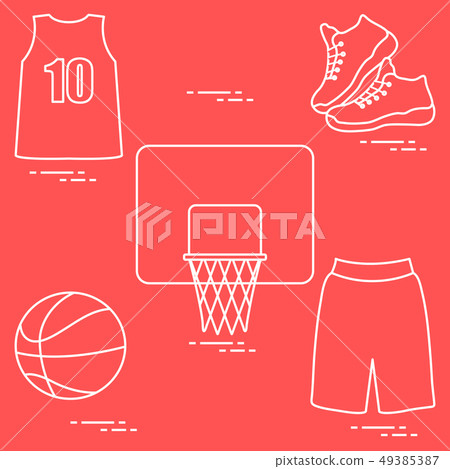 Sports uniform and equipment for basketball Sports uniform and equipment for basketball 49385387