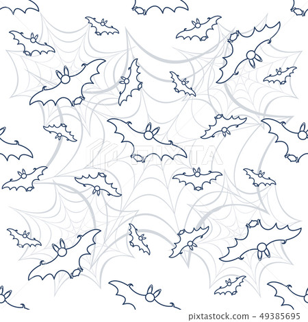Halloween vector seamless pattern with web and bat Halloween vector seamless pattern with web and bat 49385695