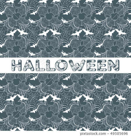 Halloween vector seamless pattern with web and bat Halloween vector seamless pattern with web and bat 49385696