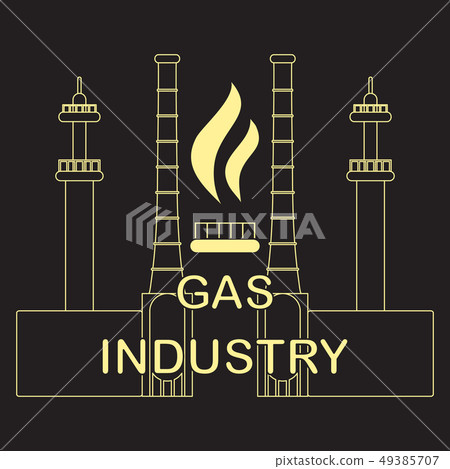 Gas processing plantGas burner with flame. Gas processing plantGas burner with flame. 49385707