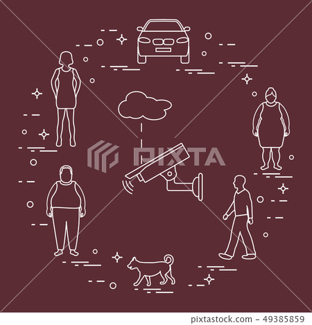 Security camera, dog, woman, girl, men, car Security camera, dog, woman, girl, men, car 49385859