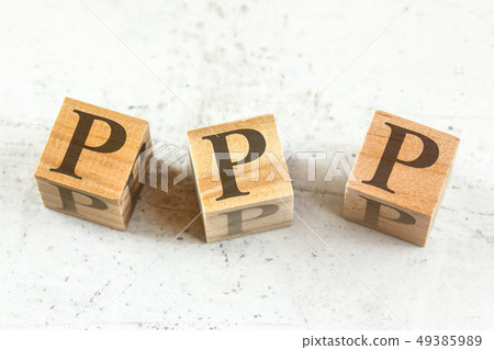 Three wooden cubes with letters PPP stands for Praise Picture Push on white board. Three wooden cubes with letters PPP stands for Praise Picture Push on white board. 49385989