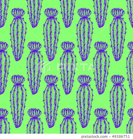 Trendy Cactus Seamless Pattern 49386751
