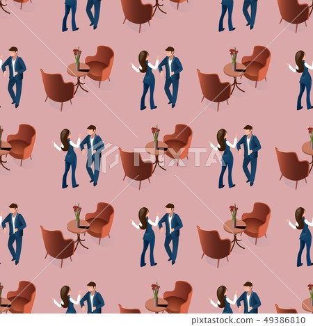 Love Couple Dating at Restaurant Seamless Pattern Love Couple Dating at Restaurant Seamless Pattern 49386810