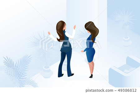 Assistant Manager Help Woman Tourist at Hallway Assistant Manager Help Woman Tourist at Hallway 49386812