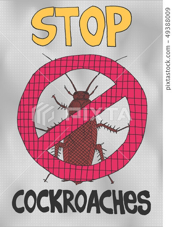bright illustration of a warning about cockroaches 49388009