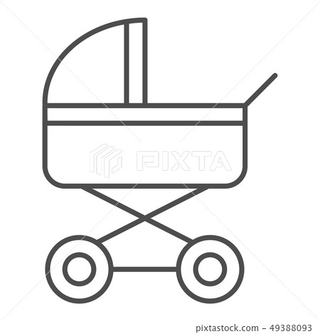 Baby stroller thin line icon. Baby carriage vector illustration isolated on white. Pram outline 49388093