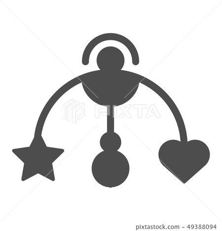 Baby hanging toy solid icon. Baby crib toy vector illustration isolated on white. Mobile glyph style 49388094