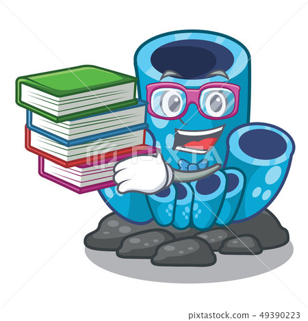 Student with book blue sponge coral under sea cartoon Student with book blue sponge coral under sea cartoon 49390223