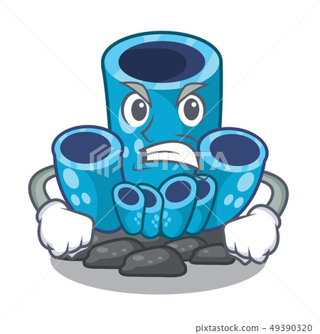 Angry blue sponge coral isolated the mascot Angry blue sponge coral isolated the mascot 49390320