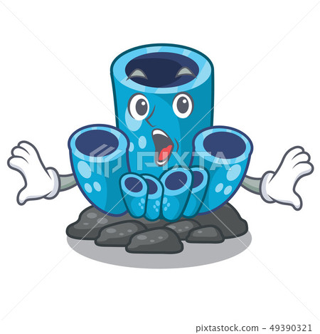 Surprised blue sponge coral isolated the mascot Surprised blue sponge coral isolated the mascot 49390321