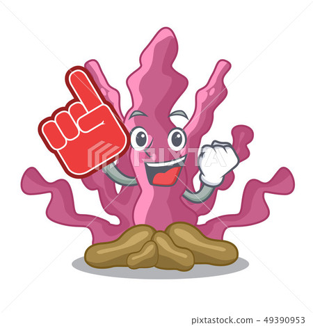 Foam finger pink seaweed in the mascot aquarium 49390953