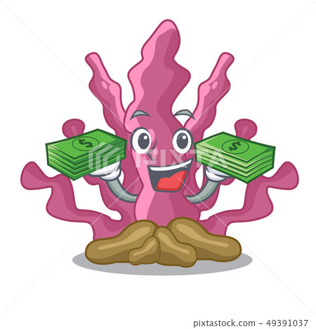With money bag pink seaweed isolated in the cartoon With money bag pink seaweed isolated in the cartoon 49391037