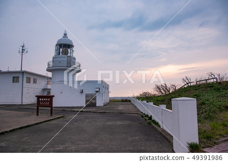 Evening view of Ryubisaki lighthouse in Aomori prefecture Evening view of Ryubisaki lighthouse in Aomori prefecture 49391986