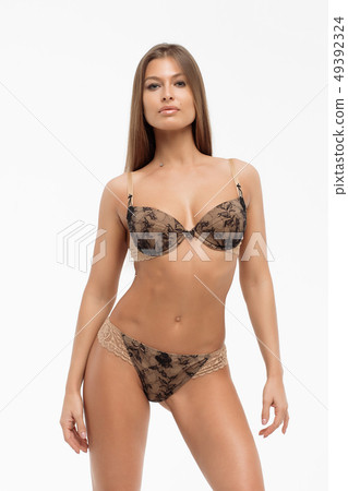 Attractive sensual woman in lingerie and high Attractive sensual woman in lingerie and high 49392324