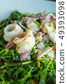 Vegetable fern spicy seafood salad 49393098
