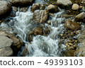 running of water stream from waterfall in tropical 49393103
