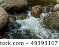 running of water stream from waterfall in tropical 49393107
