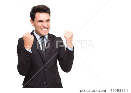 Excited executive businessman in suit feeling 49393534