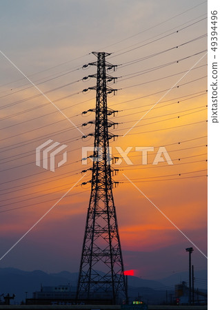 橙色的暮光之城和電源線 橙色的暮光之城和電源線 49394496