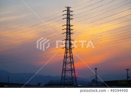 橙色的暮光之城和電源線 橙色的暮光之城和電源線 49394498