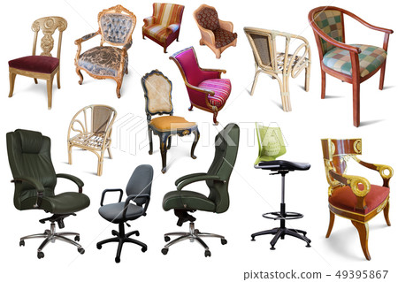 Isolated different set of armchairs on white background Isolated different set of armchairs on white background 49395867