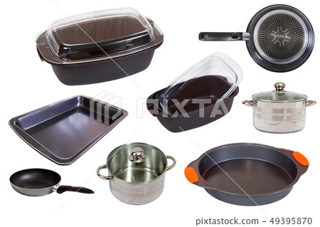 Set of different cook pan isolated on white background Set of different cook pan isolated on white background 49395870