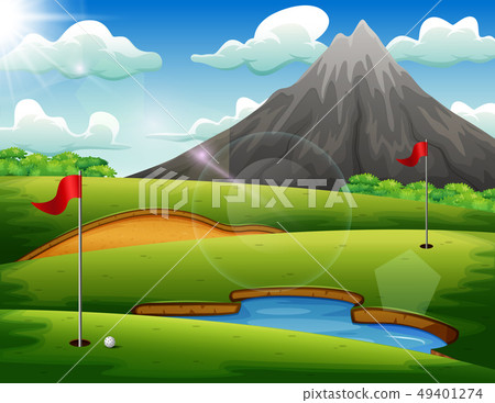 Golf course with beautiful landscape Golf course with beautiful landscape 49401274