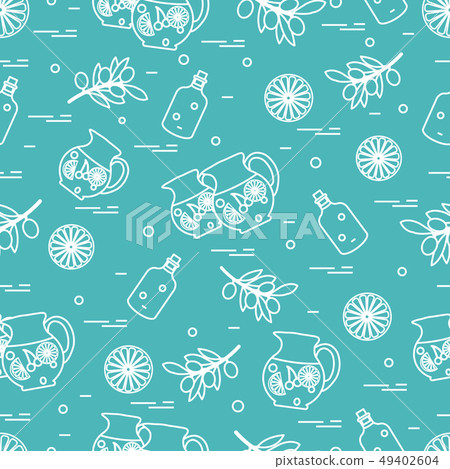 Cute seamless pattern with pitcher of sangria, Cute seamless pattern with pitcher of sangria, 49402604