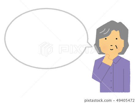 Elderly, aunt, elderly, thinking, balloon, large version (simple touch) Elderly, aunt, elderly, thinking, balloon, large version (simple touch) 49405472