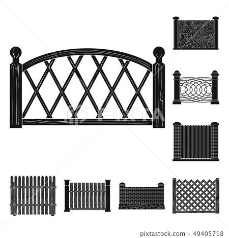 Vector illustration of gate and fence symbol. Set of gate and wall vector icon for stock. 49405718