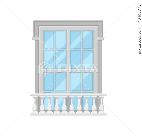 Retro window with balcony on white background. Retro window with balcony on white background. 49405772