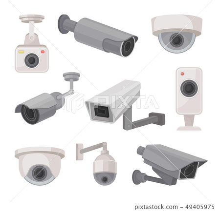 Surveillance camera outdoors and indoors. Video monitoring. 49405975