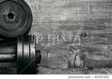 Fitness workout equipment. Dumbbell or barbell Fitness workout equipment. Dumbbell or barbell 49405982