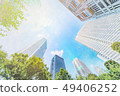 looking up view of city skyline with sketch effect 49406252