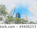looking up view of city skyline with sketch effect 49406253