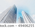 looking up view of city skyline with sketch effect 49406255