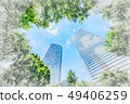 looking up view of city skyline with sketch effect 49406259