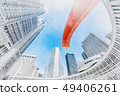looking up view of city skyline with sketch effect 49406261
