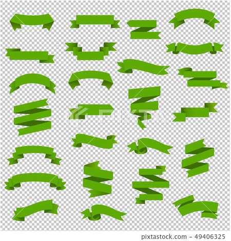 Green Web Ribbon Big Set Transparent background 49406325