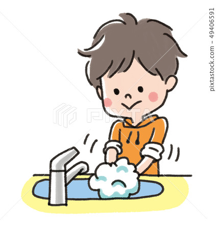 小孩麻煩_洗手 小孩麻煩_洗手 49406591