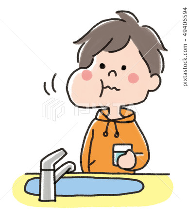 孩子麻煩_漱口 49406594