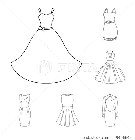 Vector design of dress and clothes logo. Set of dress and evening stock symbol for web. Vector design of dress and clothes logo. Set of dress and evening stock symbol for web. 49406643