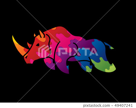 Angry Rhino attack graphic vector. 49407241