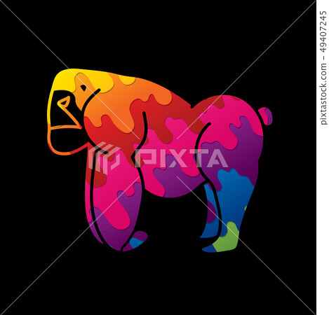 Gorilla, King Kong standing graphic vector 49407245