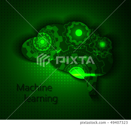 Artificial Intelligence brain with gears. EPS 10. 49407323