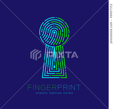 Keyhole shape Fingerprint scan pattern logo dash 49407352