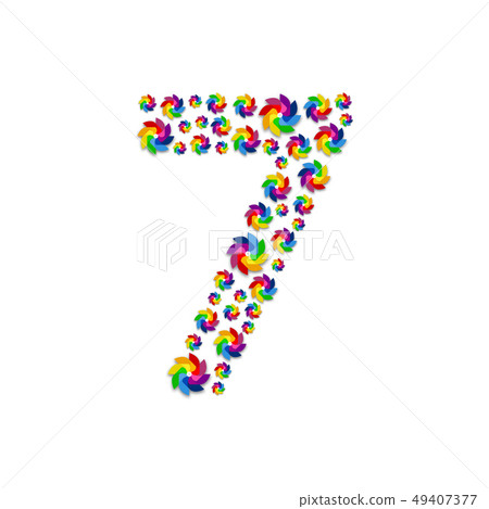 Alphabet set letter number seven or 7, Turbine 49407377