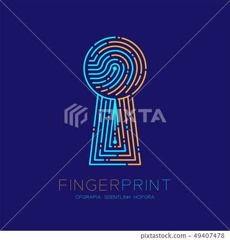 Keyhole shape Fingerprint scan pattern logo dash Keyhole shape Fingerprint scan pattern logo dash 49407478